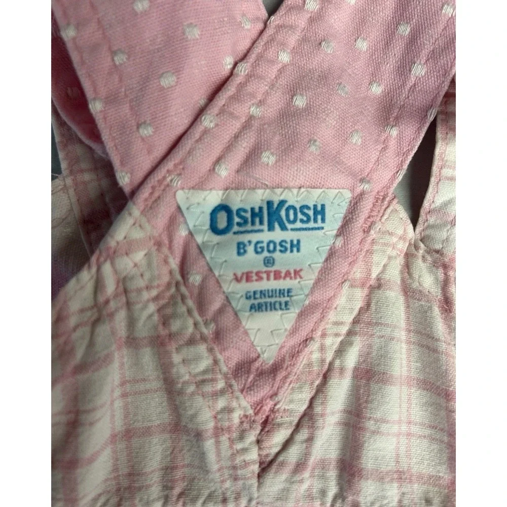 Vintage 80s/90s Pink And White OshKosh B'gosh Bubble Romper Overalls 18 Months